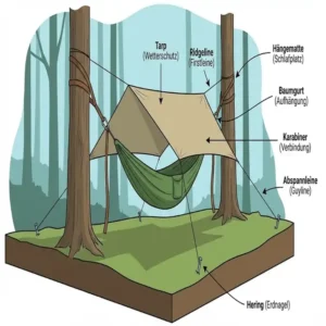 Detaillierte Anleitung für den korrekten Aufbau im hängematte test mit tarp.