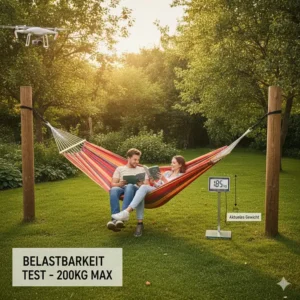 Die maximale Belastbarkeit im hängematte 2 personen test mit zwei Erwachsenen.