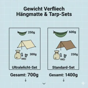 Infografik zum Gewicht verschiedener Modelle aus dem hängematte test mit tarp.