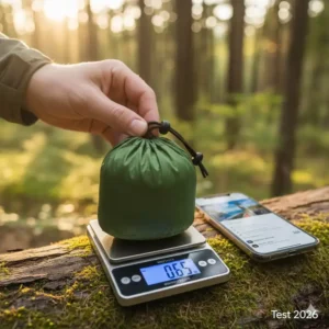 Kompaktes, handliches Packmaß der ultraleichten **hängematte mit netz test 2026** für Trekking und Reisen.