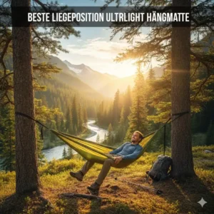 Eine Person liegt diagonal in einer ultralight camping hängematte test und demonstriert die beste Liegeposition für maximalen Komfort.