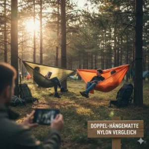 Bewertung von Komfort und Liegefläche im großen camping hängematte nylon test.