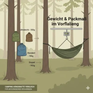 Vergleich von Gewicht und Packmaß für optimale camping hängematte erfahrungen auf Trekkingtouren.