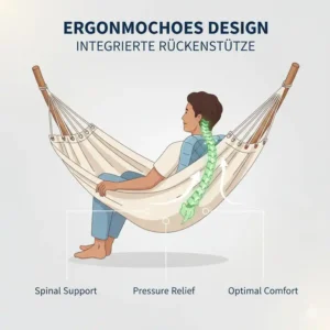 Diagramm der Wirbelsäulenentlastung durch eine Hängematte mit Rückenstütze.