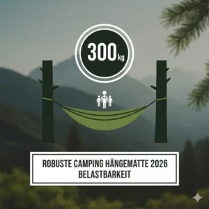 Infografik zur maximalen Belastbarkeit der robuste camping hängematte 2026 bis zu 300 Kilogramm.