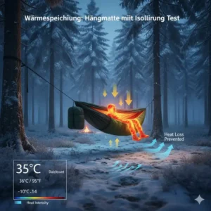 Thermal heat map showing heat retention results for the hängematte mit isolierung test.