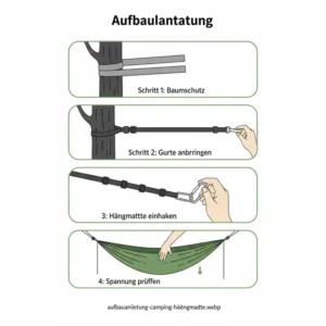 Eine einfache Anleitung zum Aufhängen einer reißfeste camping hängematte.