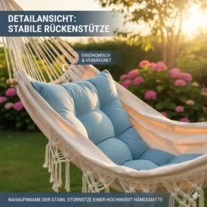 Nahaufnahme der verstärkten Polsterung einer Hängematte mit Rückenstütze.