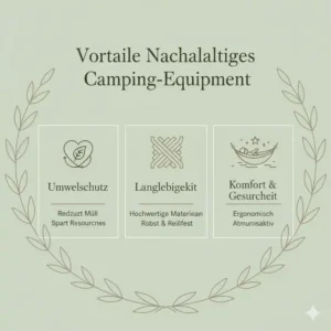 Infografik über die Vorteile einer nachhaltige camping hängematte für die Umwelt und den Schlafkomfort.