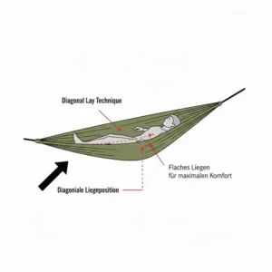 Eine ergonomische camping hängematte mit integriertem Moskitonetz für ungestörten Schlaf.