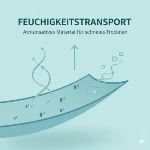 Illustration zum schnellen Feuchtigkeitstransport durch atmungsaktive Hängematte Material.