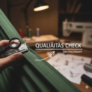 Die Qualität der Nähte und Aufhängung im hängematte premium material test.