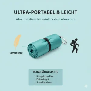 Das geringe Packgewicht von atmungsaktive Hängematte Material ideal für Wanderungen.