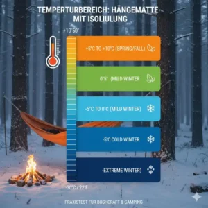 Temperature rating scale infographic for the hängematte mit isolierung test.