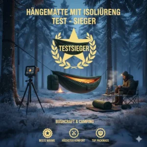 Badge and setup of the winner from the comprehensive hängematte mit isolierung test.