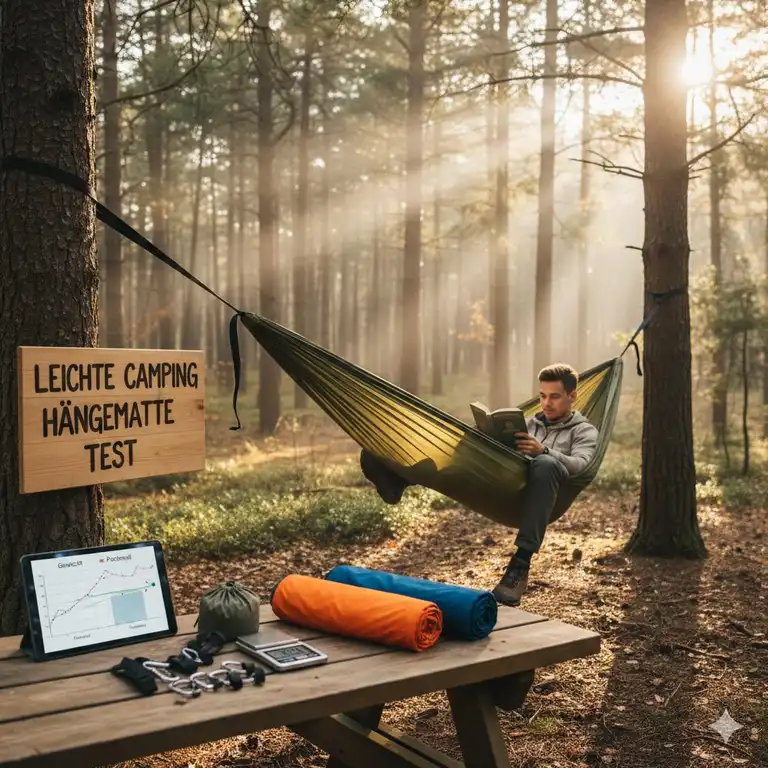 Ein ausführlicher leichte camping hängematte test im Wald mit verschiedenen Modellen.