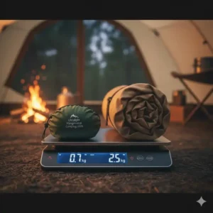 Vergleich einer ultralight hängematte camping 2026 mit einem herkömmlichen Zelt auf einer digitalen Küchenwaage.