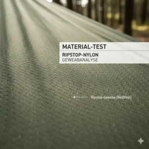 Reißfestes Ripstop-Nylon Material im Fokus beim leichte camping hängematte test.
