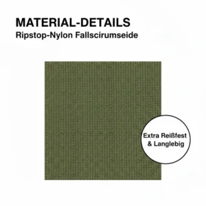 Detailansicht des reißfesten Ripstop-Nylon Materials einer extra breite camping hängematte.