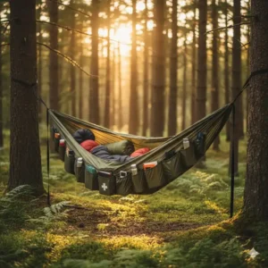 Große Doppel-camping hängematte mit taschen an der Seite für maximale Ordnung.