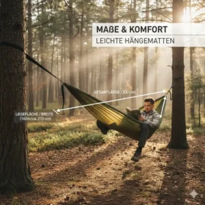 Die Abmessungen und der Liegekomfort einer Hängematte im leichte camping hängematte test.