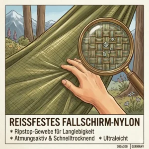 Hochwertiges Material einer hängematte ideal für rucksacktour im Detail.