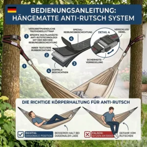 Einzelteile des Hängematten Anti-Rutsch-Systems in der Übersicht