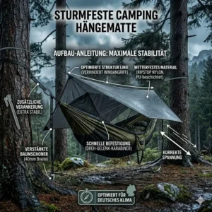 Schritt-für-Schritt Aufbauanleitung für eine sturmfeste camping hängematte für maximale Stabilität.