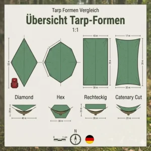 Verschiedene Formen im tarp für hängematte test