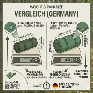 Gewicht und Packmaß im tarp für hängematte test
