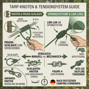 Knoten und Aufbau im tarp für hängematte test