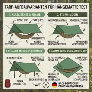 Verschiedene Modi im tarp für hängematte test