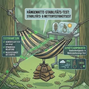 Wetterbeständigkeit verschiedener Materialien im hängematte stabilität test.