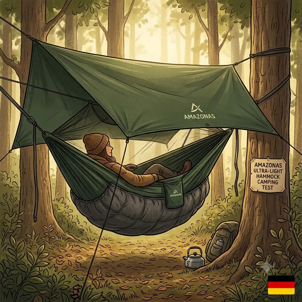 Featured image for amazonas hängematte camping test with full setup in forest