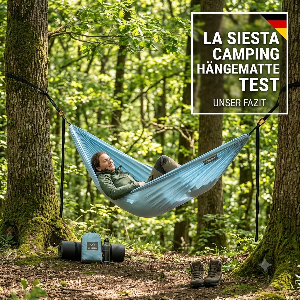 La Siesta camping hängematte test featured image showing the hammock setup in a forest.