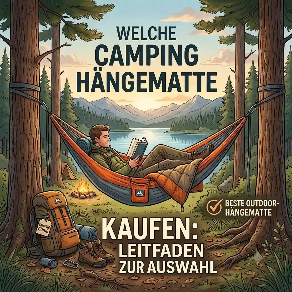 A comprehensive guide illustration to help beginners understand welche camping hängematte kaufen for outdoor adventures in the forest.