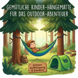 Graphic showing the secure setup of a camping hängematte für kinder with tree straps.