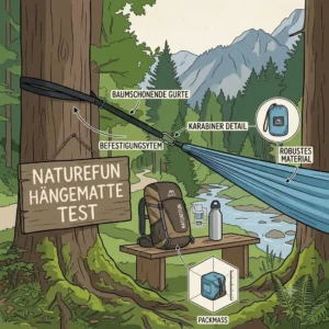 Full package contents including straps, carabiners, and pouch shown in this naturefun hängematte test.