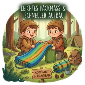 A camping hängematte für kinder being packed compactly into a small backpack.