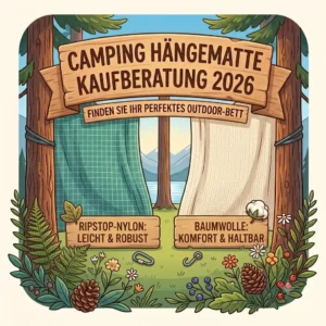 Illustration der verschiedenen Materialien in der Camping Hängematte Kaufberatung 2026: Nylon vs. Baumwolle.