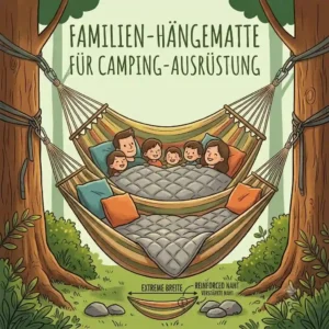 An illustration of a durable multi-person hammock design suitable for hängematte familie camping with children.