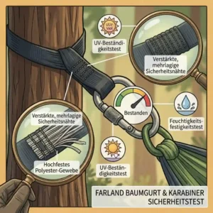Testing the heavy-duty tree straps and steel carabiners in a detailed Farland hammock test.