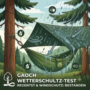 Gaoch Camping Hängematte Test - Bewertung der Wetterfestigkeit, Regenschutz und Windbeständigkeit der Hängematte