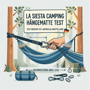 La Siesta camping hängematte test illustration showing the quick and easy setup instructions.