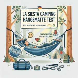La Siesta camping hängematte test illustration detailing lie comfort and ergonomic support.