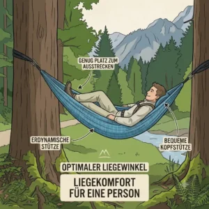 Hiker relaxing comfortably while evaluating ergonomic support in a naturefun hängematte test.