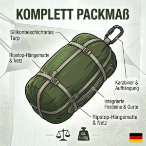 Pack size comparison test for amazonas hängematte camping test