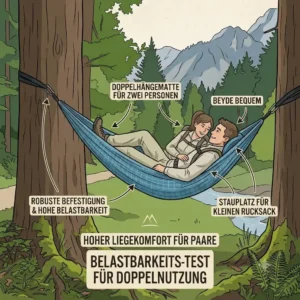 Two people sitting together to check weight capacity and space in a naturefun hängematte test.